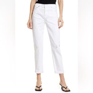 AG Ex-Boyfriend Slouchy Slim Crop Jeans 1 Year Base White Distressed Denim 25